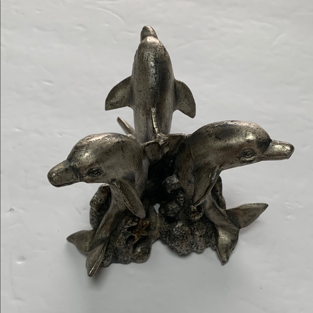 Trio of Silver Dolphins Figurine - Picture 1 of 5